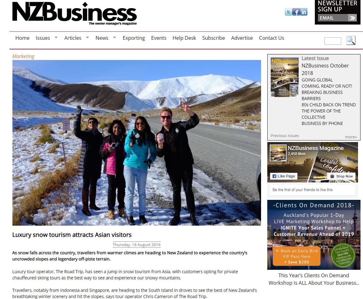 The Road Trip feature on NZBusiness.com