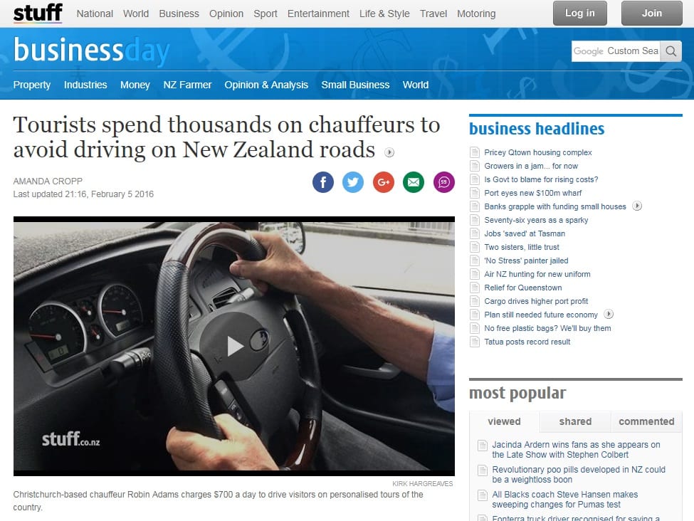 The Road Trip feature on Stuff.co.nz